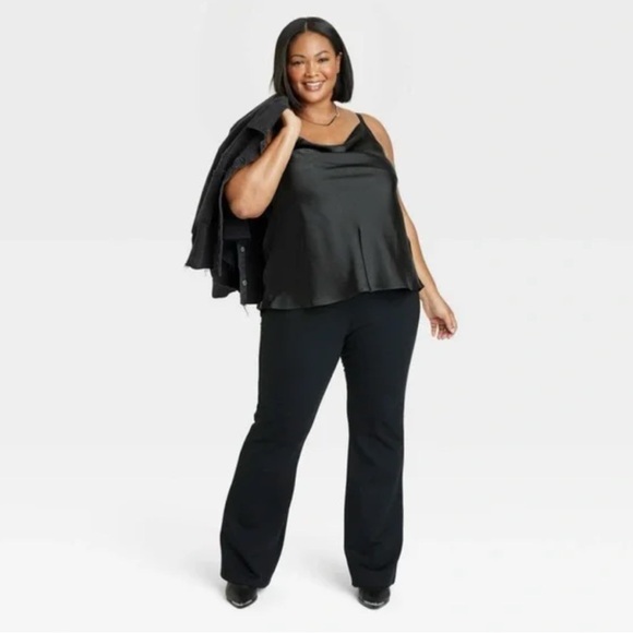 Ava & Viv Women’s Black Cowl Neck Satin-Like Top - Picture 3 of 6